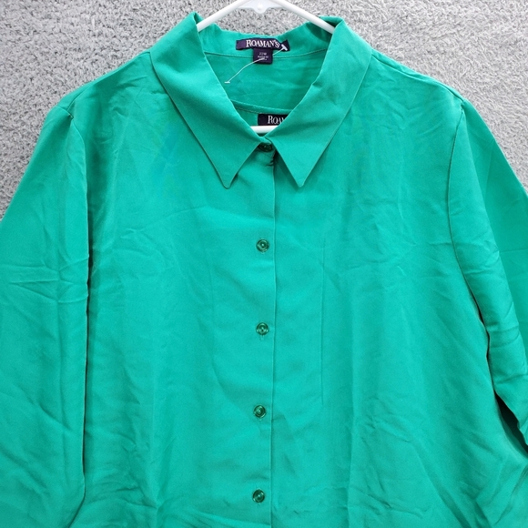 Roamans Dress 2 Piece Set Plus Size 22W Button Up Green - Picture 2 of 13